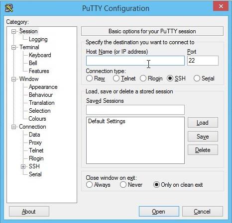 SSH подключение PuTTY
